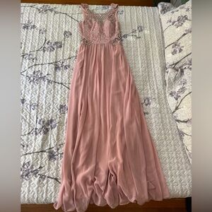 David's Bridal Pink Lace Prom Dress